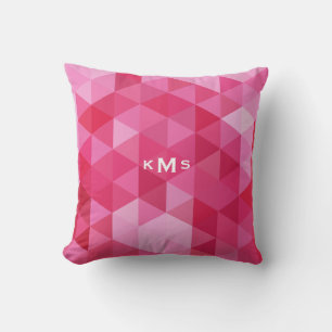 Monogramm-Kissen mit rosa geometrischem Muster Kissen