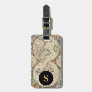 Monogramm-Klassiker-Reise Vintage-Weltkarte Gepäckanhänger
