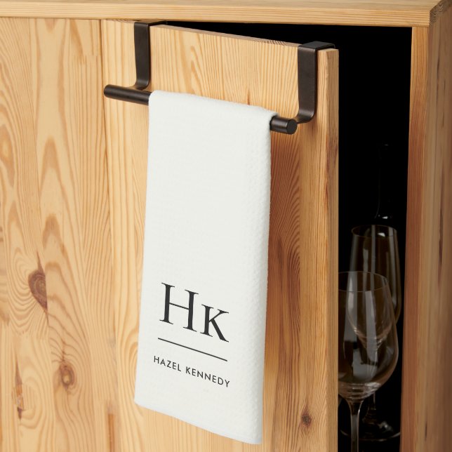 Monogramm klassisch elegant einfach minimalistisch geschirrtuch (Drittel gefaltet)