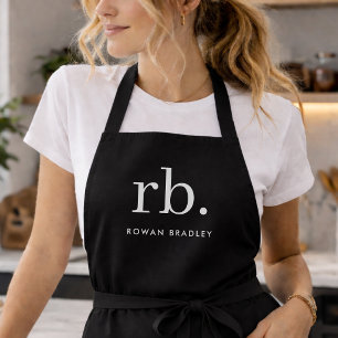 Monogramm Klassisch Elegant Minimal Schwarz und We Schürze