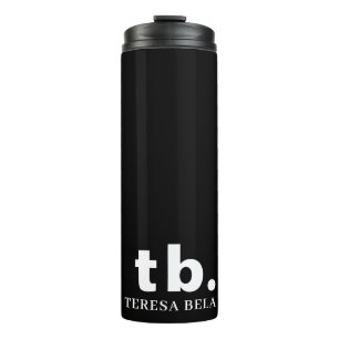 Monogramm Klassisch Elegant Minimal Schwarz Weiß Thermosbecher