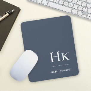Monogramm klassisch elegant navyblau weiß Initiale Mousepad