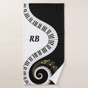 Monogramm-Klavier-Schlüssel und musikalische Badhandtuch Set