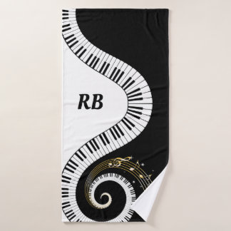 Monogramm-Klavier-Schlüssel und musikalische Badhandtuch Set