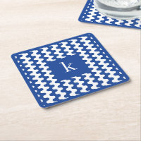 Monogramm Kobaltblau Fettes Wellenmuster