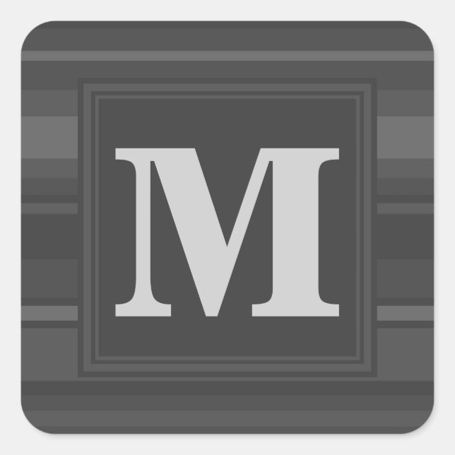 Monogramm-Kohlenstreifen Quadratischer Aufkleber (Vorderseite)