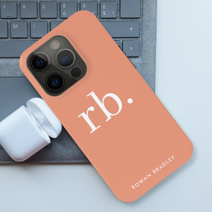 Monogramm Koralle Pfirsich Elegant Weiblich Minima iPhone 15 Pro Hülle