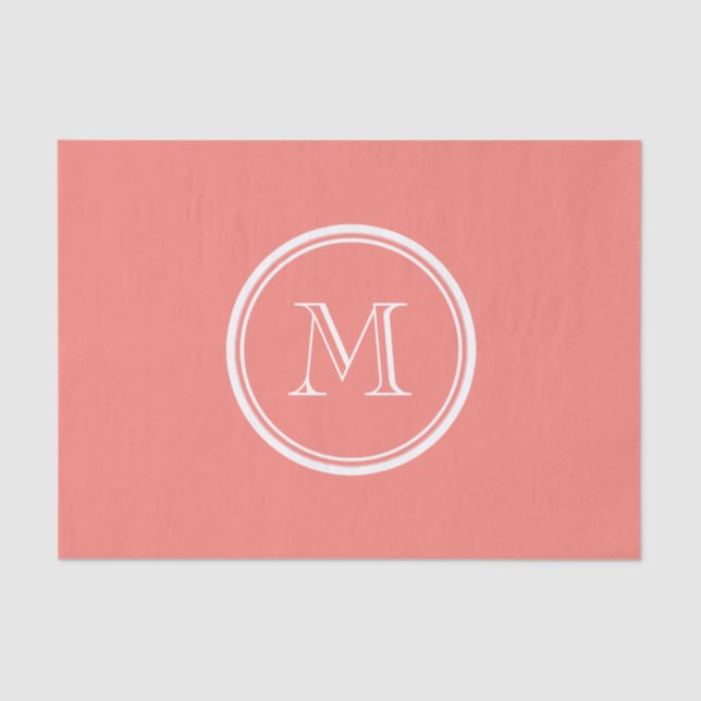 Monogramm Korallenrosa High End gefärbt Seidenpapier (Vorderseite)