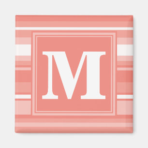 Monogramm Korallenstreifen Magnet