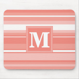 Monogramm Korallenstreifen Mousepad