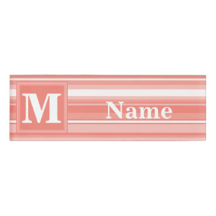 Monogramm Korallenstreifen Namenschild