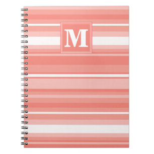 Monogramm Korallenstreifen Notizblock