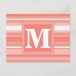 Monogramm Korallenstreifen Postkarte