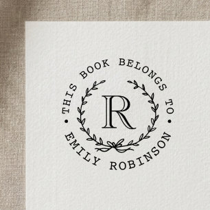 Monogramm Kranz Dieses Buch gehört zu Buchzeichen Permastempel