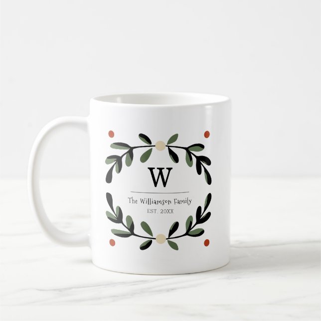 Monogramm-Kranz für das Ferienhaus Kaffeetasse (Links)