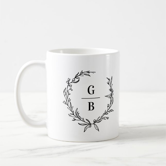 Monogramm Kranzkollage-Foto Kaffeetasse (Links)