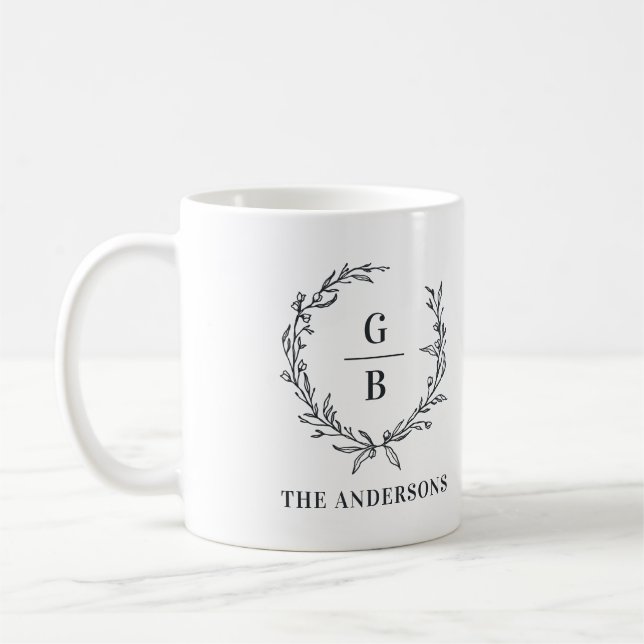 Monogramm Kranzkollage-Foto Kaffeetasse (Links)