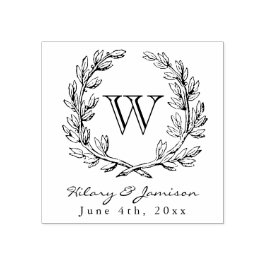 Monogramm-Kraut-Hochzeits-Briefmarke Gummistempel