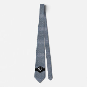 Monogramm-Krawatte aus grauem Schachbrett Krawatte