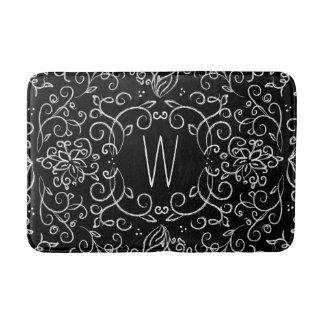 Monogramm-Kreide-Schwarzweiss-mit Filigran Badematte