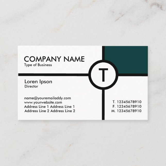 Monogramm Kreiskreuz (dunkelgrün) - weiß Visitenkarte (Vorderseite)