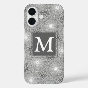 Monogramm-Kreismuster iPhone 16 Hülle