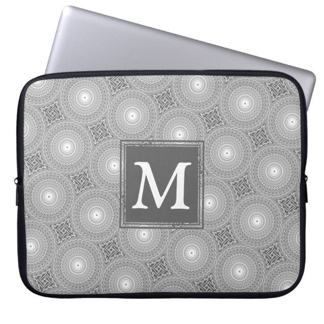 Monogramm-Kreismuster Laptopschutzhülle (Vorderseite)