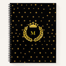 Monogramm, Kronen, Laurel und Golden Sterne auf Sc