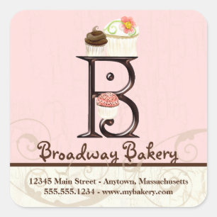 Monogramm-Kuchen-Logo-Geschäfts-Aufkleber des Quadratischer Aufkleber