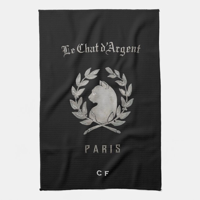 Monogramm Küchenhandtuch Le Chat d'Argent Geschirrtuch (Vertikal)
