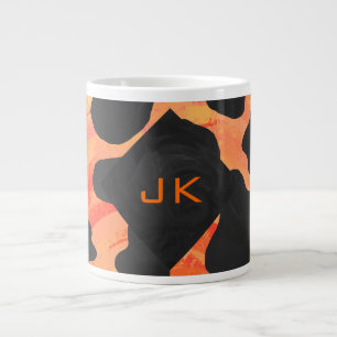 Monogramm Kuh Schwarz und Orange Druck Jumbo-Tasse