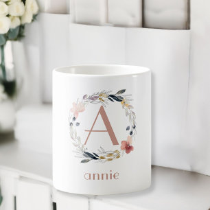 Monogramm kundenspezifische Tasse für Blumenkaffee