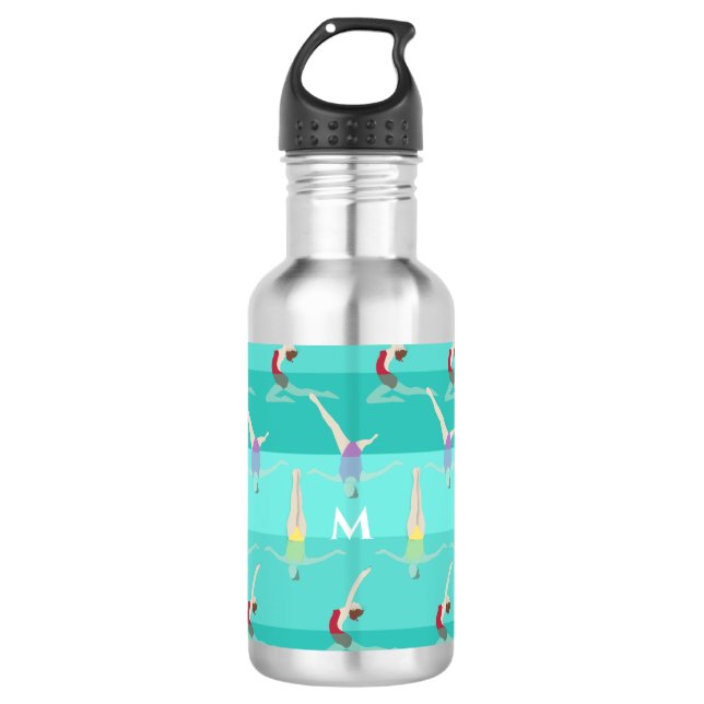 Monogramm künstlerisches Schwimmen Edelstahlflasche (Vorderseite)