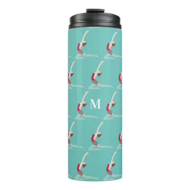 Monogramm künstlerisches Schwimmen Thermosbecher (Vorderseite)