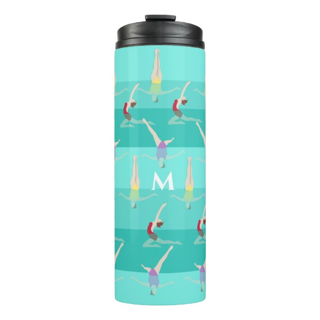 Monogramm künstlerisches Schwimmen Thermosbecher (Vorderseite)