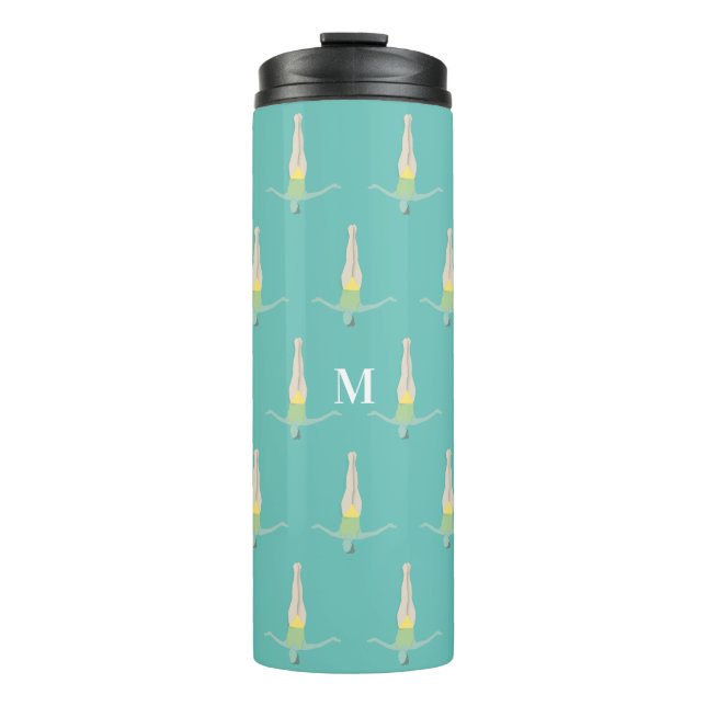 Monogramm künstlerisches Schwimmen Thermosbecher (Vorderseite)