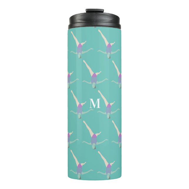 Monogramm künstlerisches Schwimmen Thermosbecher (Vorderseite)