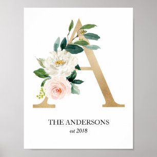 Monogramm-Kunstwerk, Buchstabe A, Hochzeit, Kinder Poster