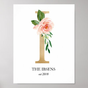 Monogramm-Kunstwerk, Buchstabe I, Hochzeit, Kinder Poster