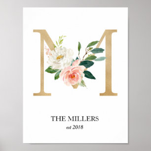Monogramm-Kunstwerk, Buchstabe M, Hochzeit, Kinder Poster