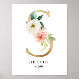 Monogramm-Kunstwerk, Buchstabe S, Hochzeit, Kinder Poster