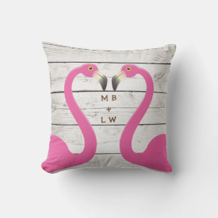 Monogramm Küssende Flamingos Außenkissen Kissen Für Draußen