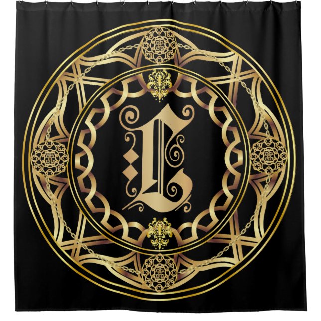 Monogramm L die knappe Dusche fertigen umsandern Duschvorhang (Vorderseite)