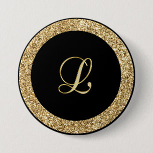 Monogramm L Goldschrift Button
