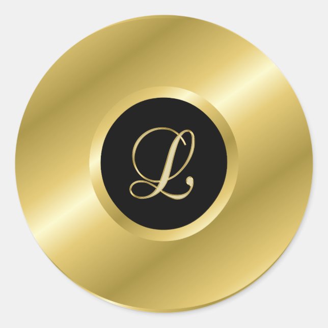 Monogramm L Goldschrift Runder Aufkleber (Vorderseite)