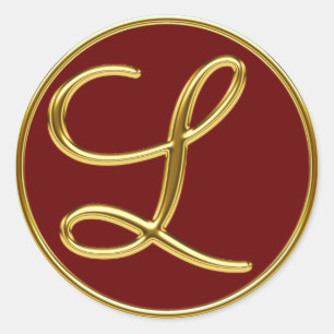 Monogramm L in 3D-Gold Runder Aufkleber