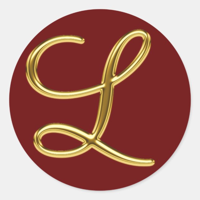 Monogramm L in 3D-Gold Runder Aufkleber (Vorderseite)