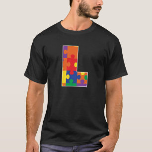 Monogramm L in mehrfarbigen Puzzleteilen T-Shirt