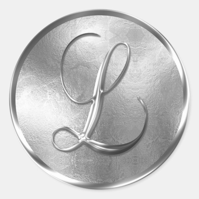 Monogramm L NONMETALLIC Silver Umschlag Aufkleber (Vorderseite)
