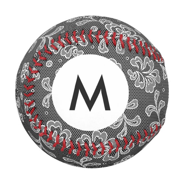 Monogramm Lace-Gewebe-Muster 1 Baseball (Vorderseite Links)